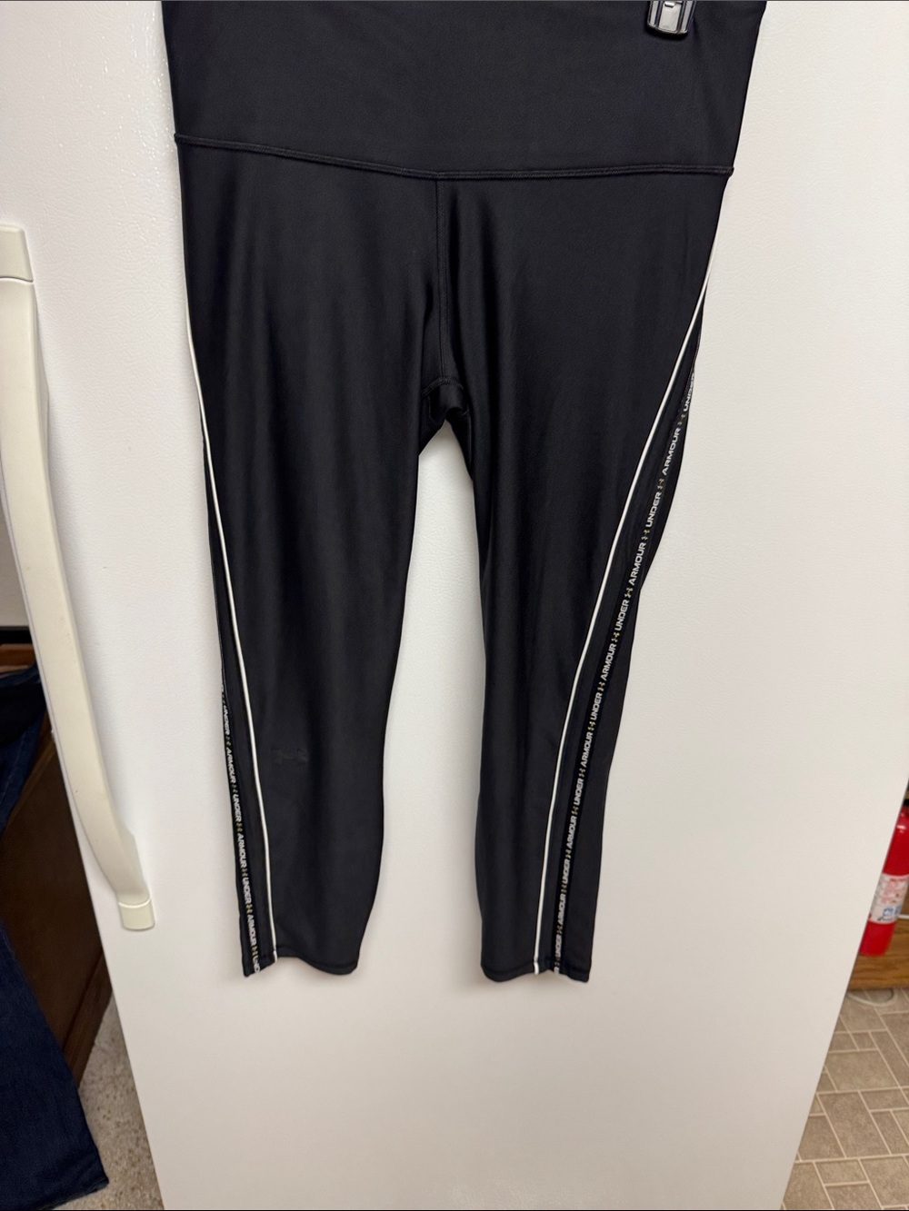 Under Armour Black Leggings with White Side Piping